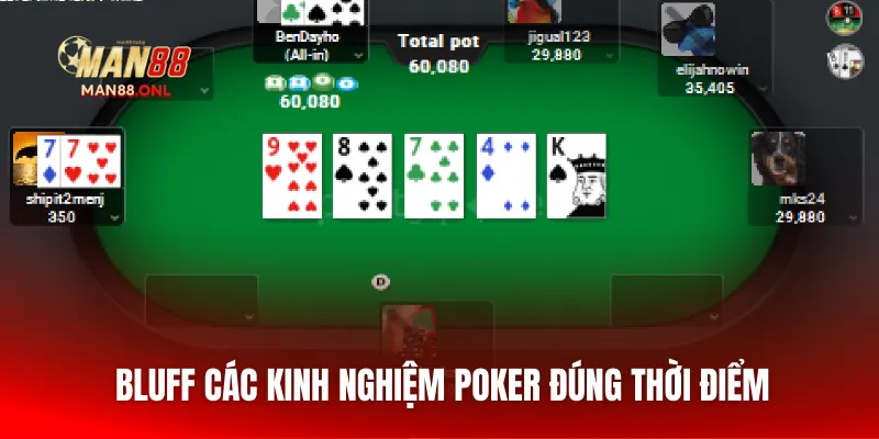 Bluff các kinh nghiệm Poker đúng thời điểm