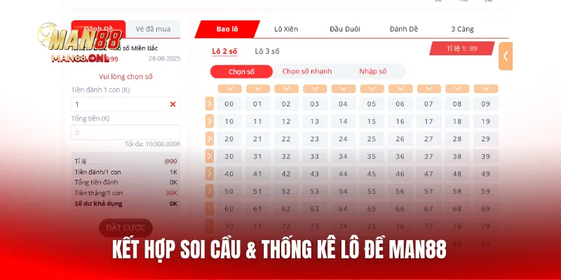 Kết hợp soi cầu & thống kê Xổ Số Man88