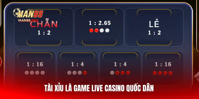 Tài xỉu là game live casino quốc dân