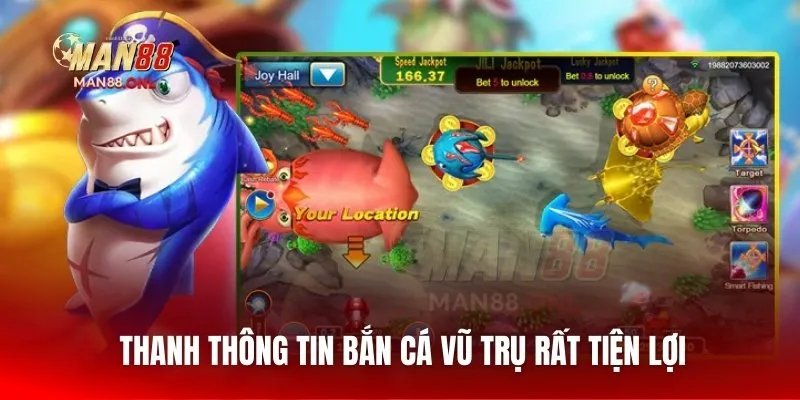 Thanh thông tin bắn cá vũ trụ rất tiện lợi